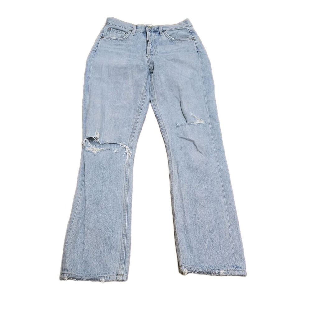 AGOLDE Jeans Womens 25 Riley Light Blue Distressed Ripped Straight Leg EUC